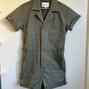 PISTOLA Parker Short Sleeve Romper Olive Green Small